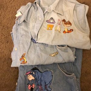 Sleeveless Disney Collar Jean Shirts